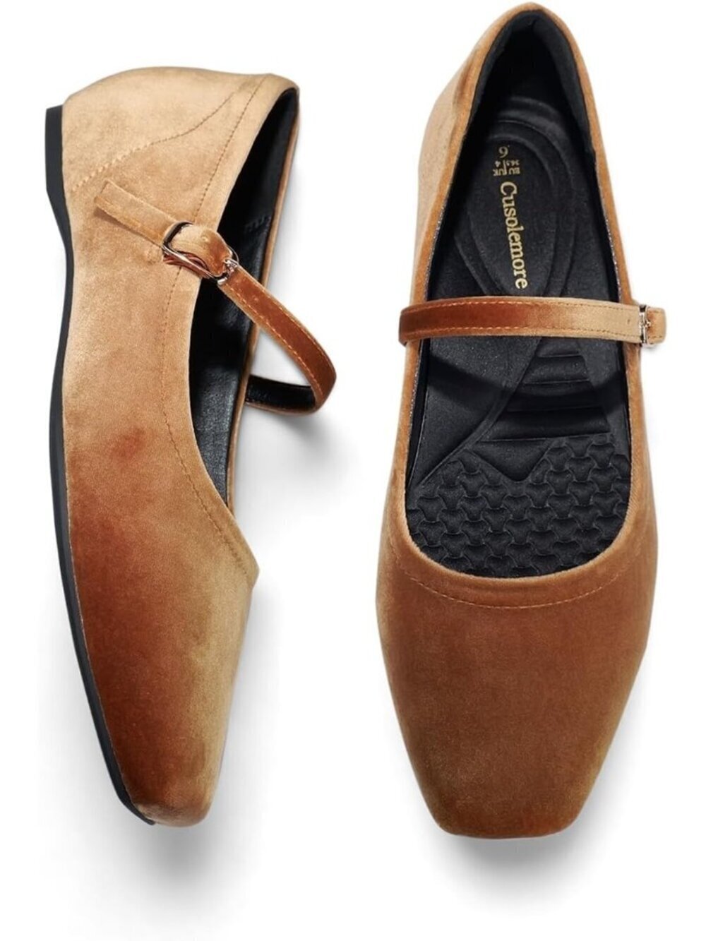 Women Brown Faux Leather Arch Support and Concealed Low Wedge Heel Ballet Flats